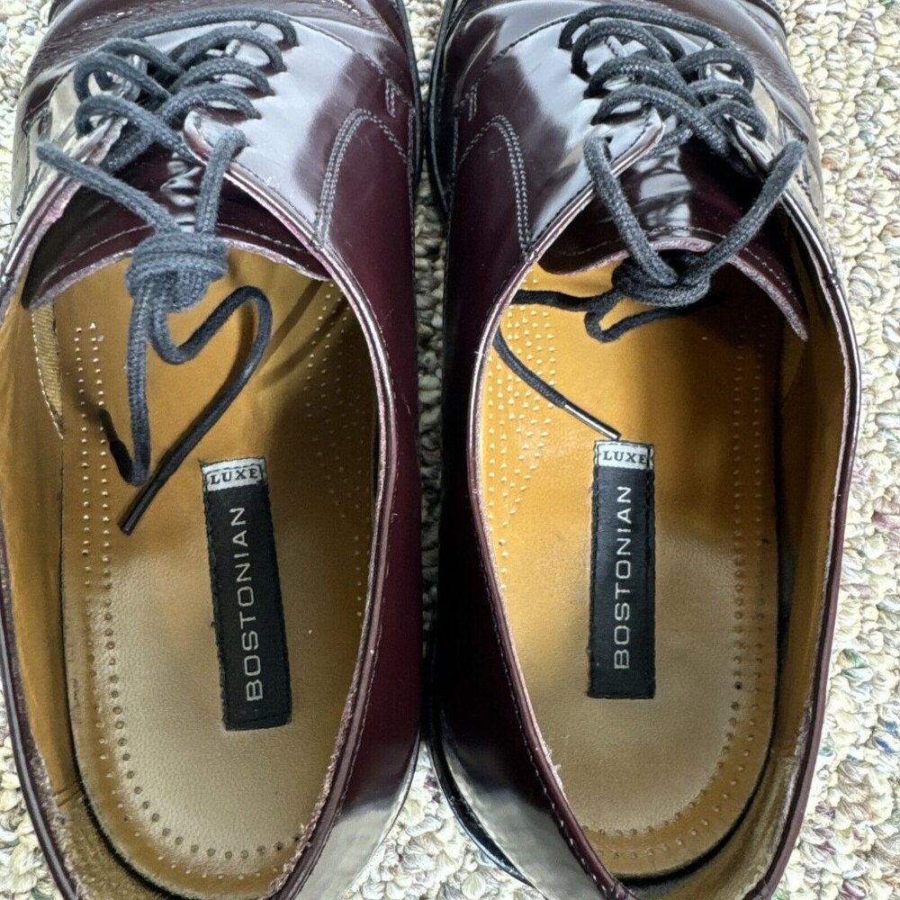 Bostonian Mens SIZE 10 W BURGUNDY Leather Outsole Classics LUXE Oxford Shoes - Picture 7 of 10